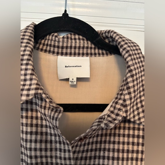 Reformation Ariella Linen Dress Plaid Size 4 - Picture 7 of 11